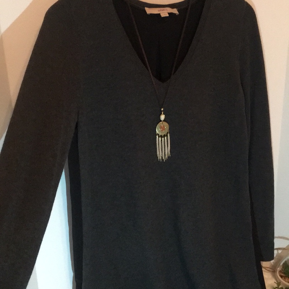 🧡LOFT® Oversized long blouse sweater Black & Gray